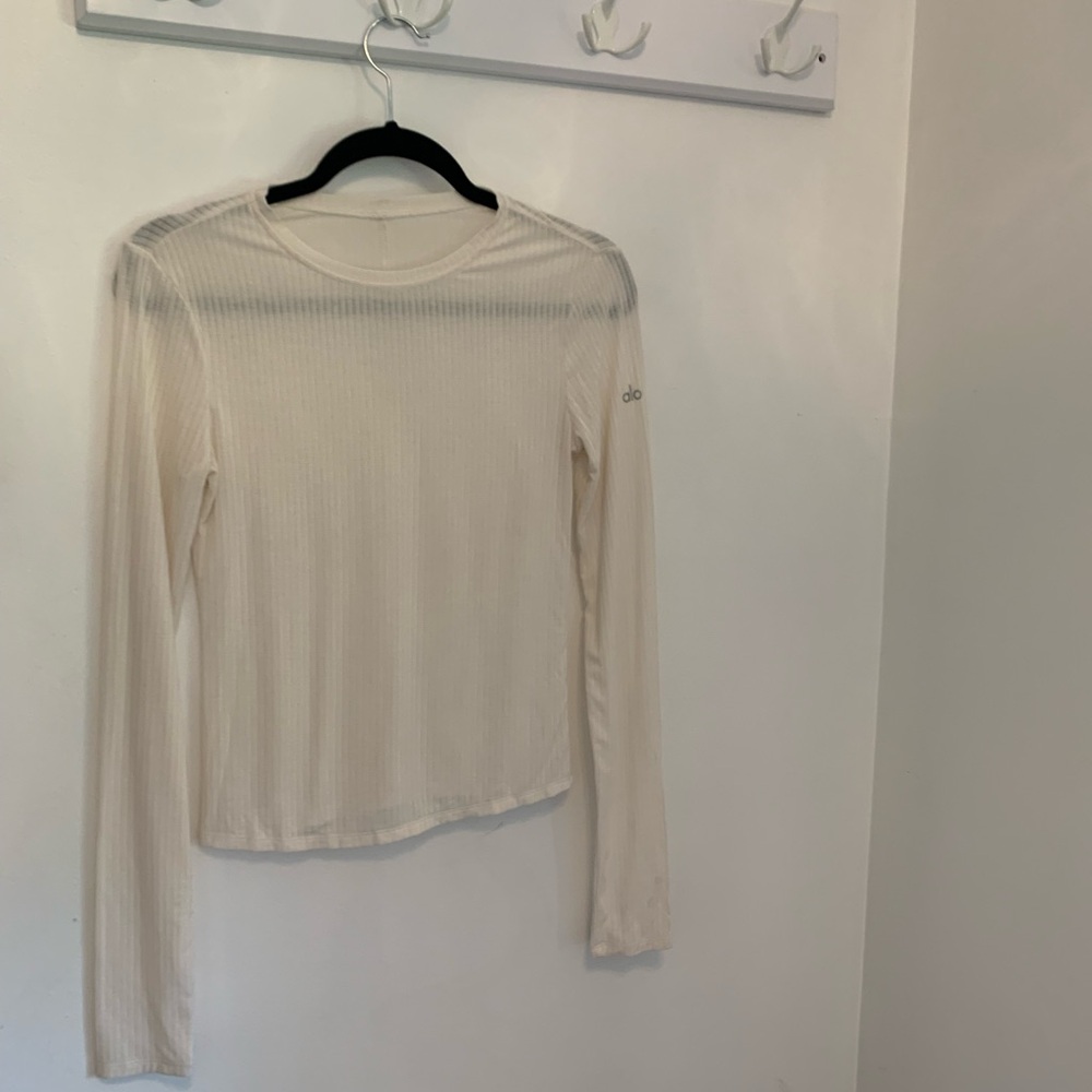 Alo Yoga Ribed Sea Coast Long Sleeve Ivory white